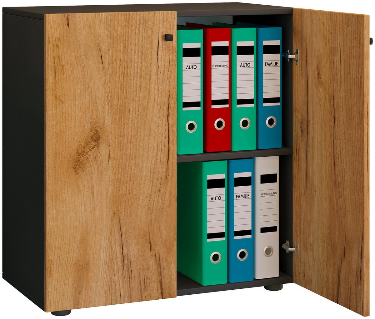 Regal Lona Anthrazit/Eiche Dekor B: 70cm - Honigeiche/Anthrazit, Design, Holzwerkstoff (70/74/37cm) - MID.YOU