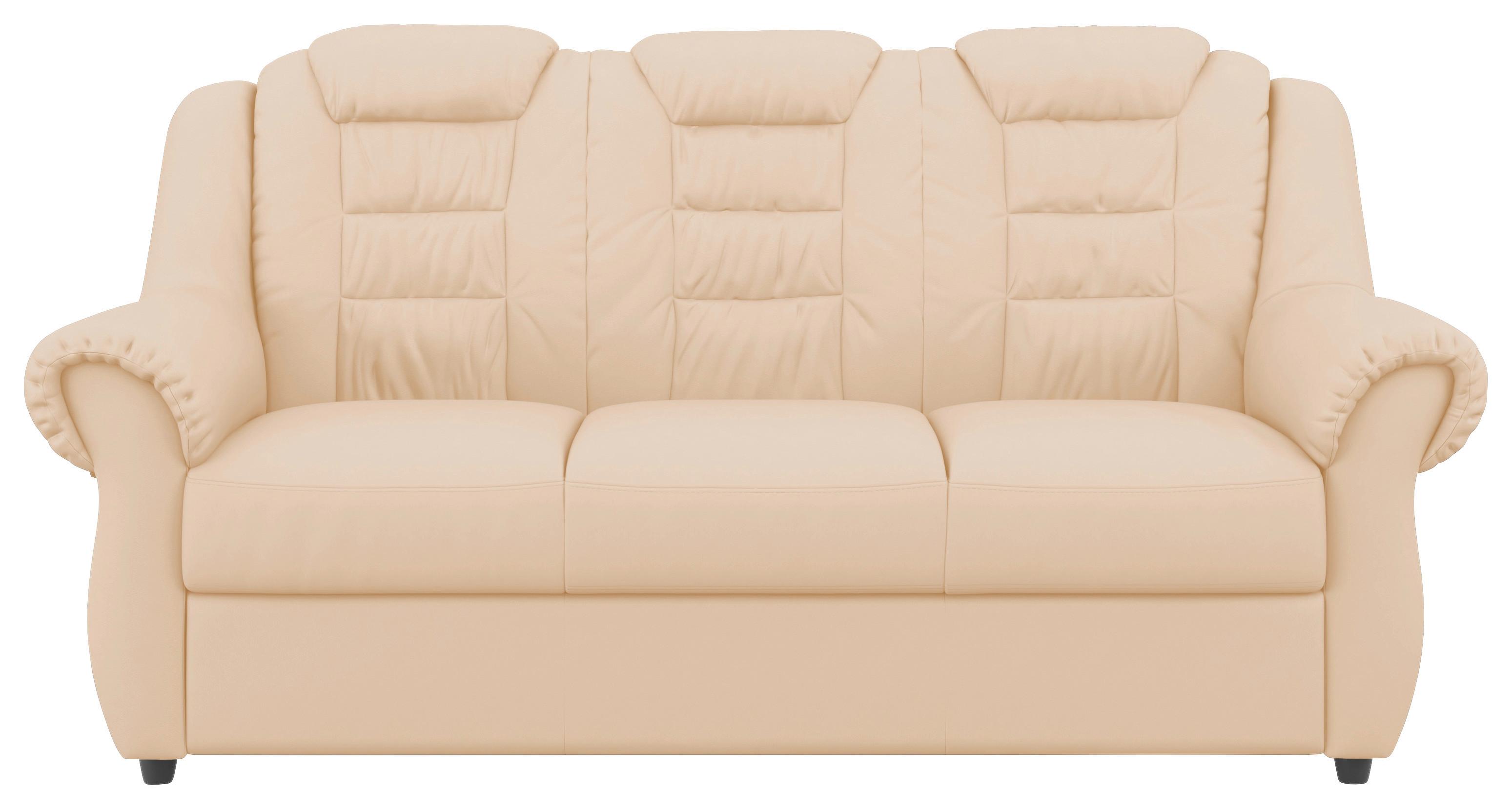 3-Sitzer-Sofa Boston Beige Lederlook - Beige/Schwarz, KONVENTIONELL, Textil (196/102/101cm) - Livetastic