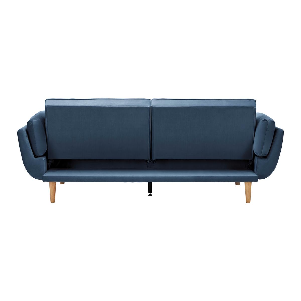 Rozkladacia pohovka CORA, modrý zamat, max. 360 kg - modrá/prírodná farba, Modern, drevo/textil (214/92/81cm) - Bessagi Home