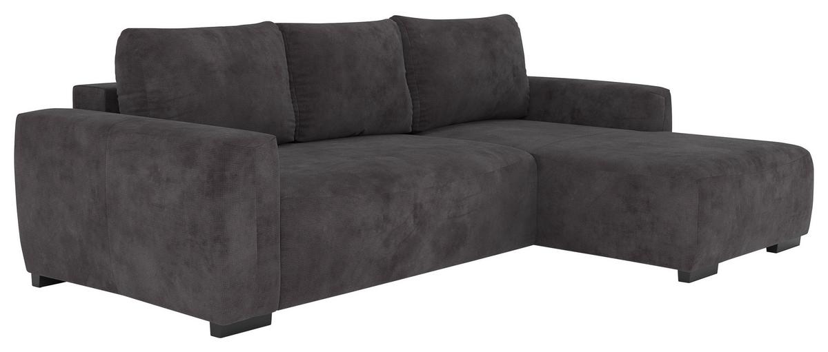Ecksofa mit Bettfunktion Giro Mikrofaser schwarz, B: 252cm - Schwarz, Trend, Textil (252/86/170cm)