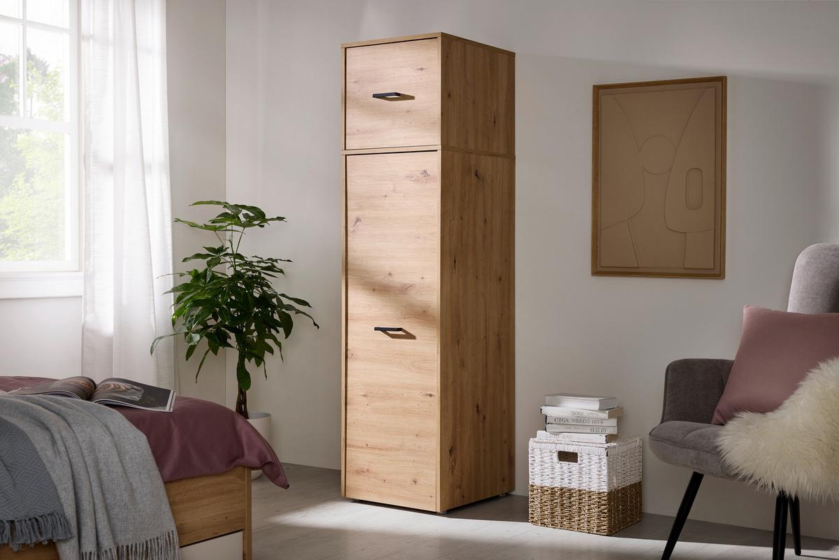 NÁSTAVEC NA SKŘÍŇ KIVO - černá/dub artisan, Moderní, kompozitní dřevo/plast (45/39,8/52,1cm)