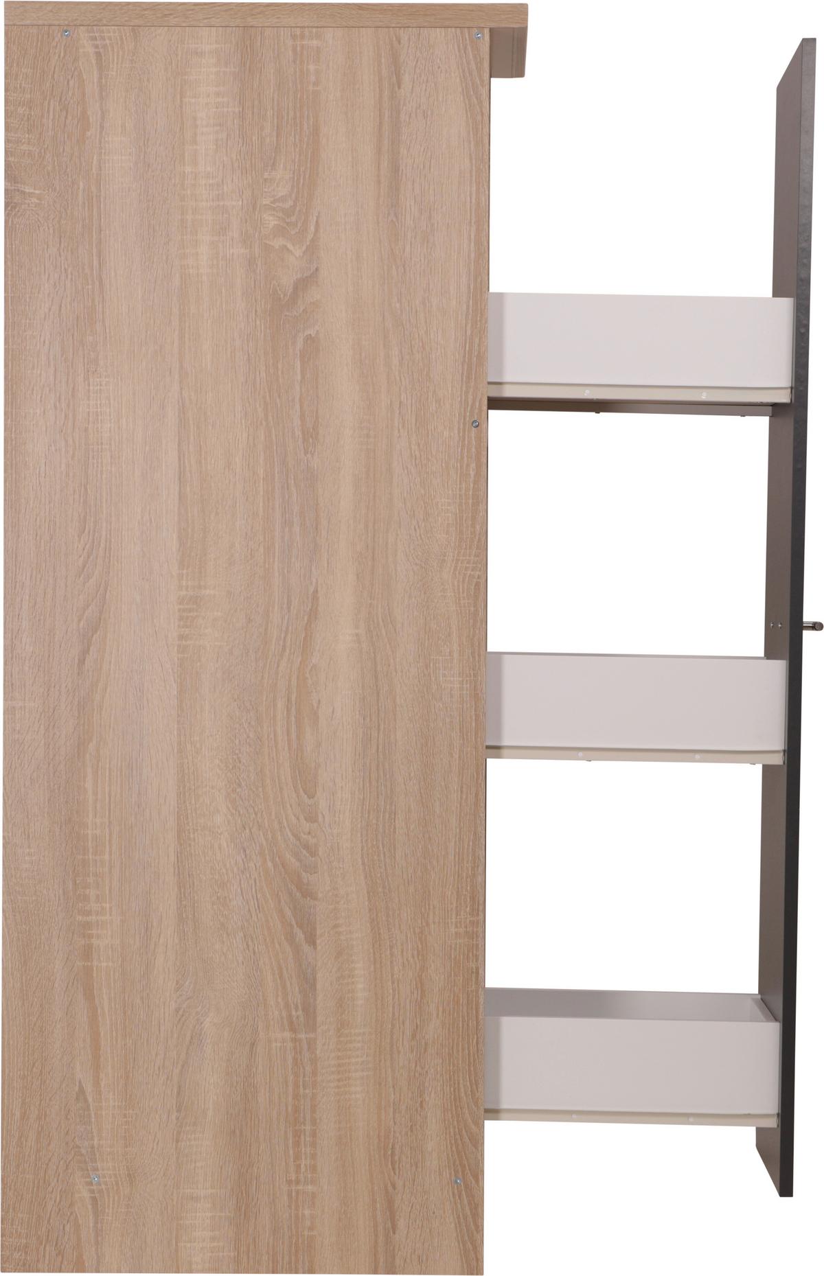 Apothekerschrank Merle Grau, Eiche Dekor B:30cm - Eichefarben/Grau, Basics, Holzwerkstoff (30/144,8/60cm) - Respekta