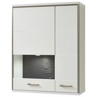 Hängevitrine Trento B: 94 Cm Silberfarben/weiß - Weiß Hochglanz/Silberfarben, Design, Glas/Holzwerkstoff (94/120/38cm) - Livetastic