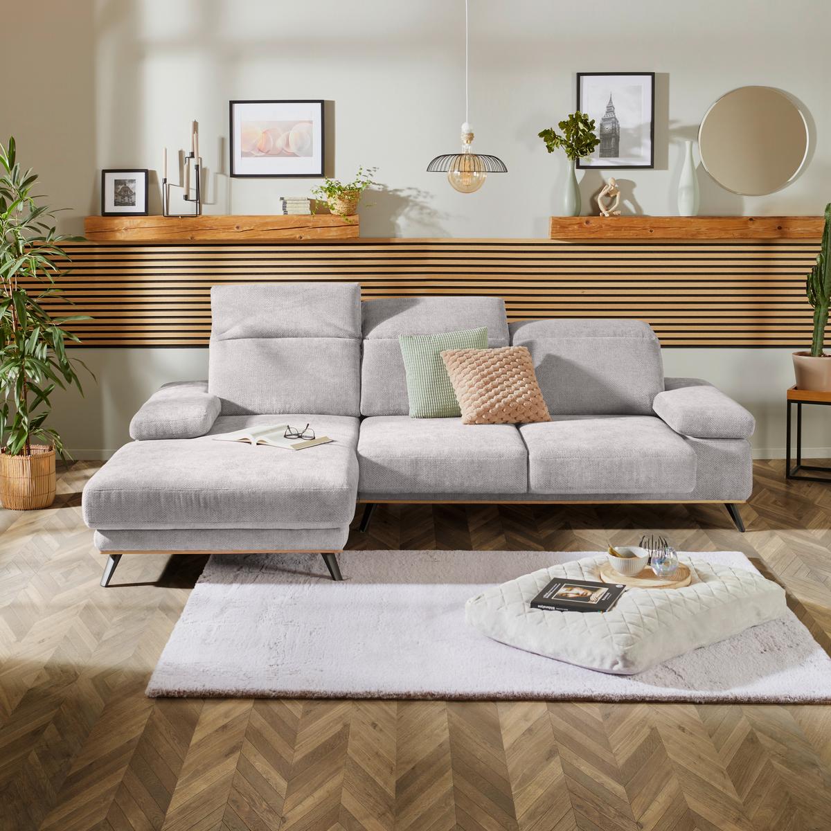 Ecksofa Royce verstellbar Taupe 194x283 cm - Taupe/Schwarz, MODERN, Textil (194/283cm)