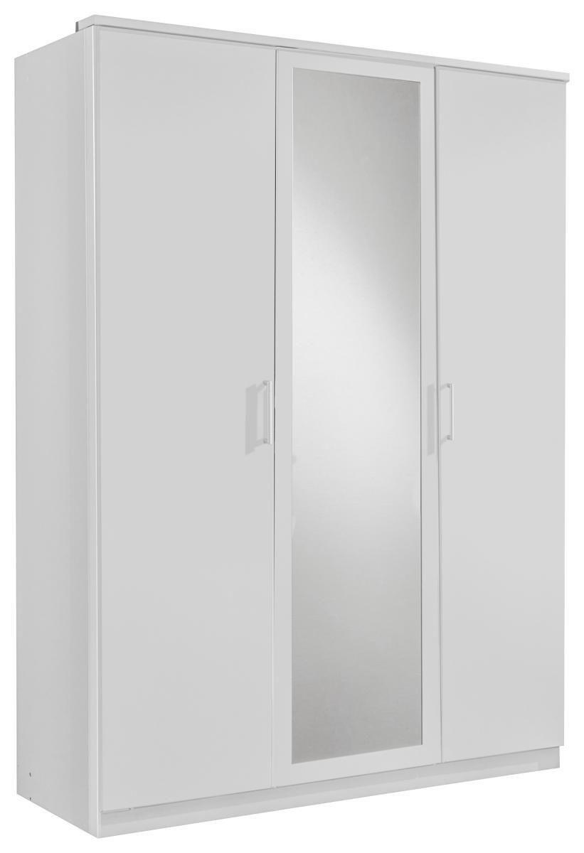 Drehtürenschrank Mit Spiegel 135cm Osaka, Weiß Dekor - Weiß, KONVENTIONELL, Glas/Holzwerkstoff (135/199/58cm) - MID.YOU