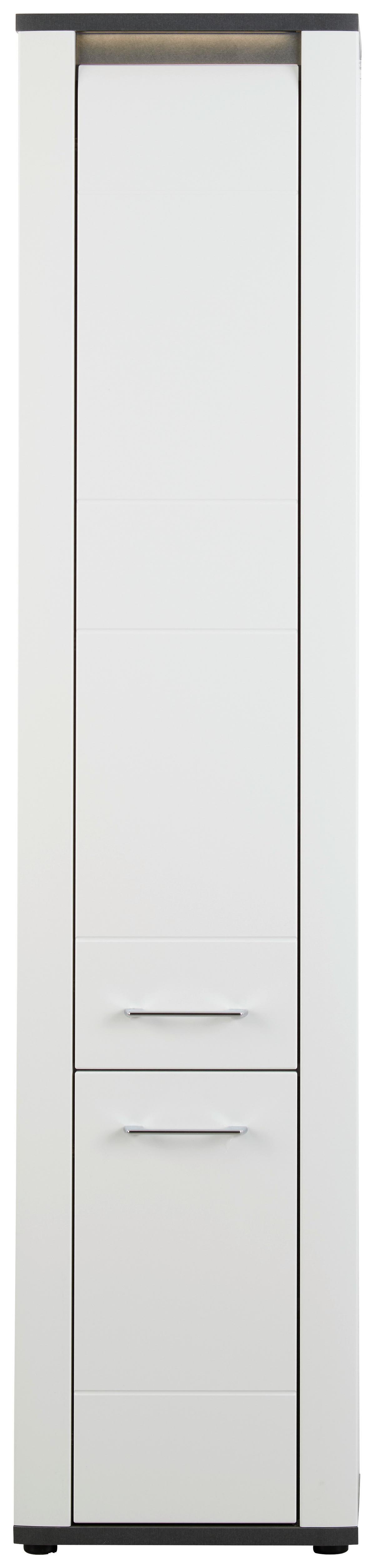 Hochschrank Mit Soft-Close + Led Alassio B: 42,4 cm, Weiß - Schwarz/Weiß, MODERN, Holzwerkstoff (42,4/190/33cm) - Luca Bessoni