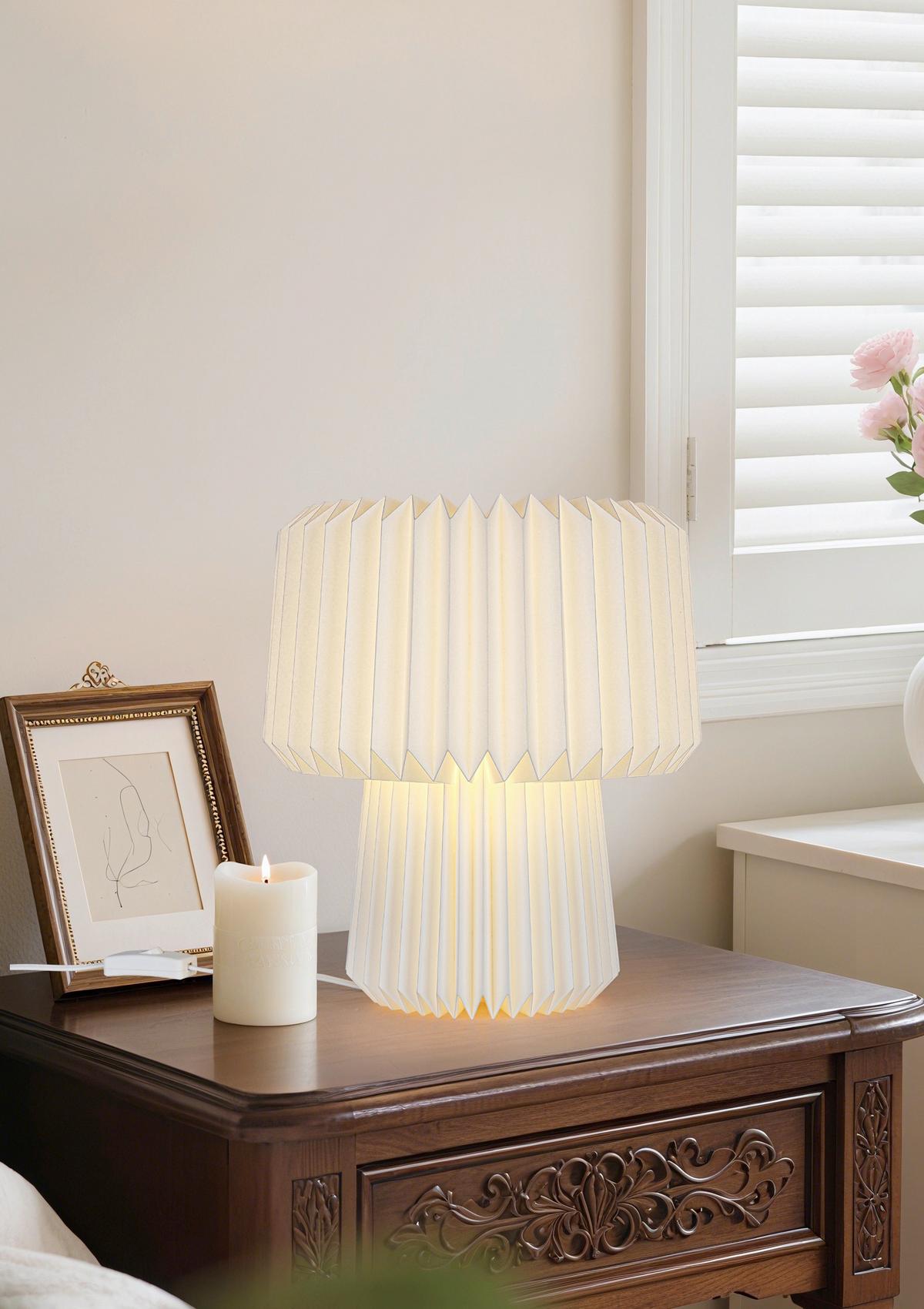 STOLNÁ LAMPA OLGA - biela, Modern, plast/papier (28/28/30,5cm) - Mömax