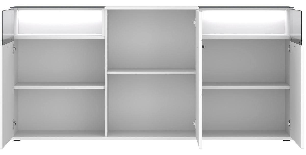 Sideboard Rion Weiß B: 180 Cm - Weiß, MODERN, Glas/Holzwerkstoff (180/84,7/38cm)