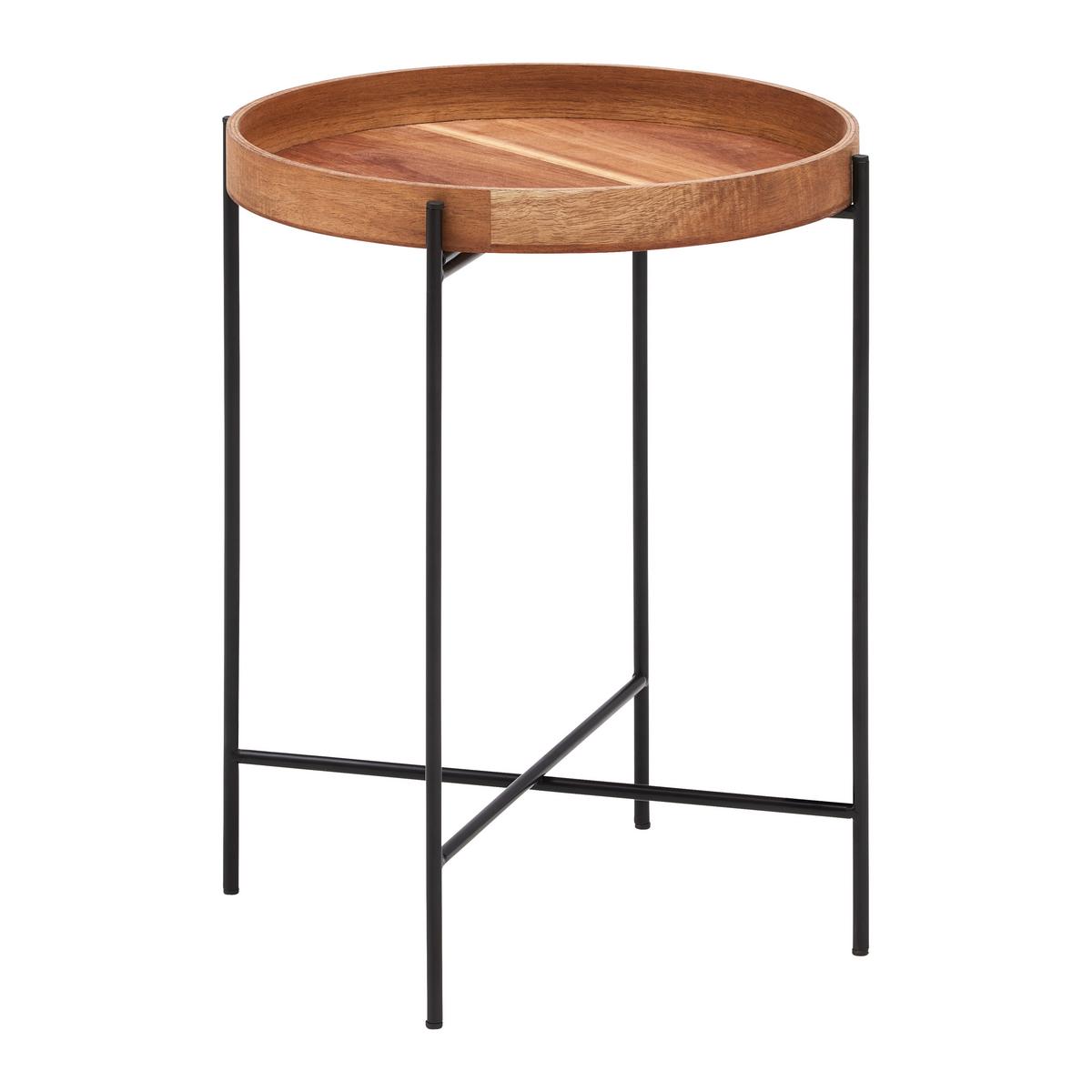 PRÍRUČNÝ STOLÍK CUBA*CENOVÝ TRHÁK* - čierna/farba akácie, Modern, kov/drevo (40/49cm) - Based
