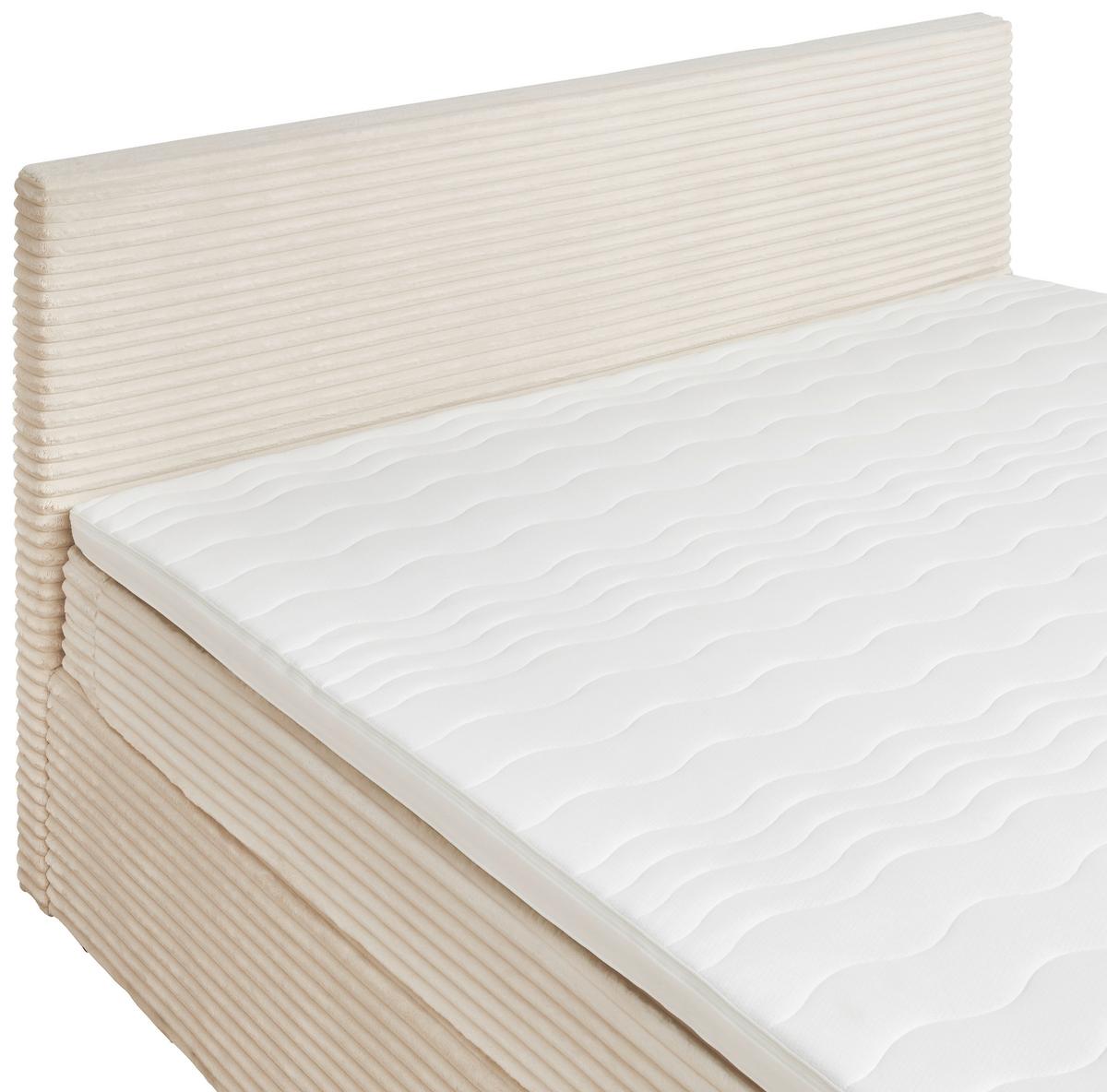 Boxbett Mit Topper 180x200 Cordoba - Creme/Schwarz, Basics, Holz/Textil (180/200cm) - Livetastic