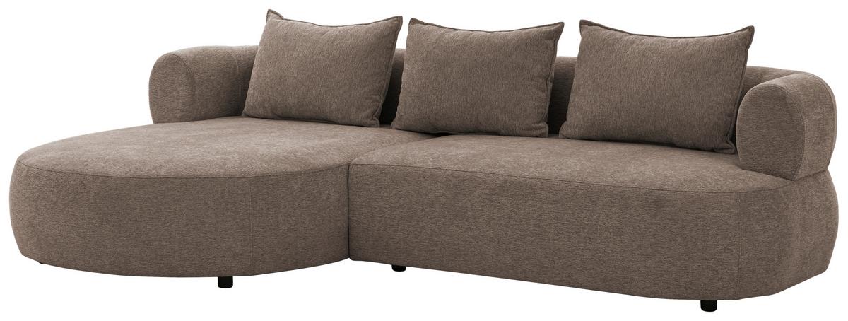 Ecksofa Ferro Braun S: 156x256 cm - Schwarz/Braun, Design, Textil (156/256cm) - Livetastic