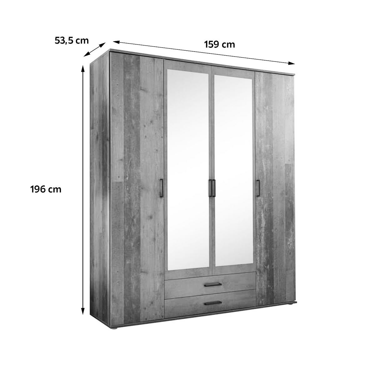 Drehtürenschrank Mit Spiegel 159 Cm Chicago, Akazienfarben - Schieferfarben/Akaziefarben, Basics, Glas/Holzwerkstoff (159/196/53,5cm) - MID.YOU