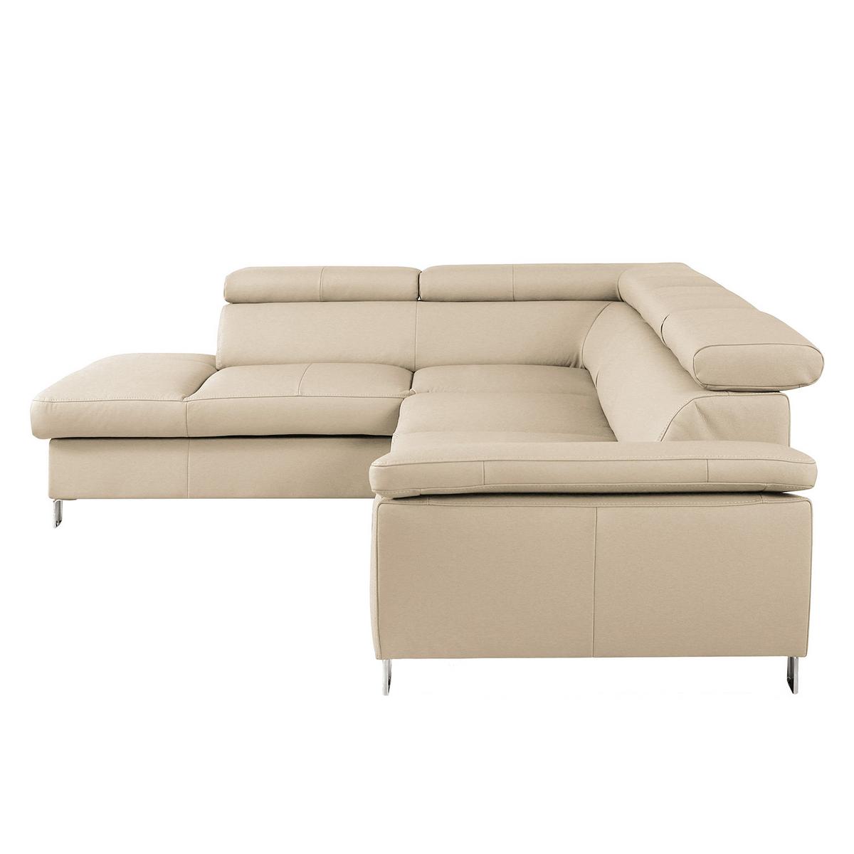 Ecksofa Lugano Teilleder Beige 208x248 - Chromfarben/Beige, Design, Leder/Textil (208/248cm) - Livetastic