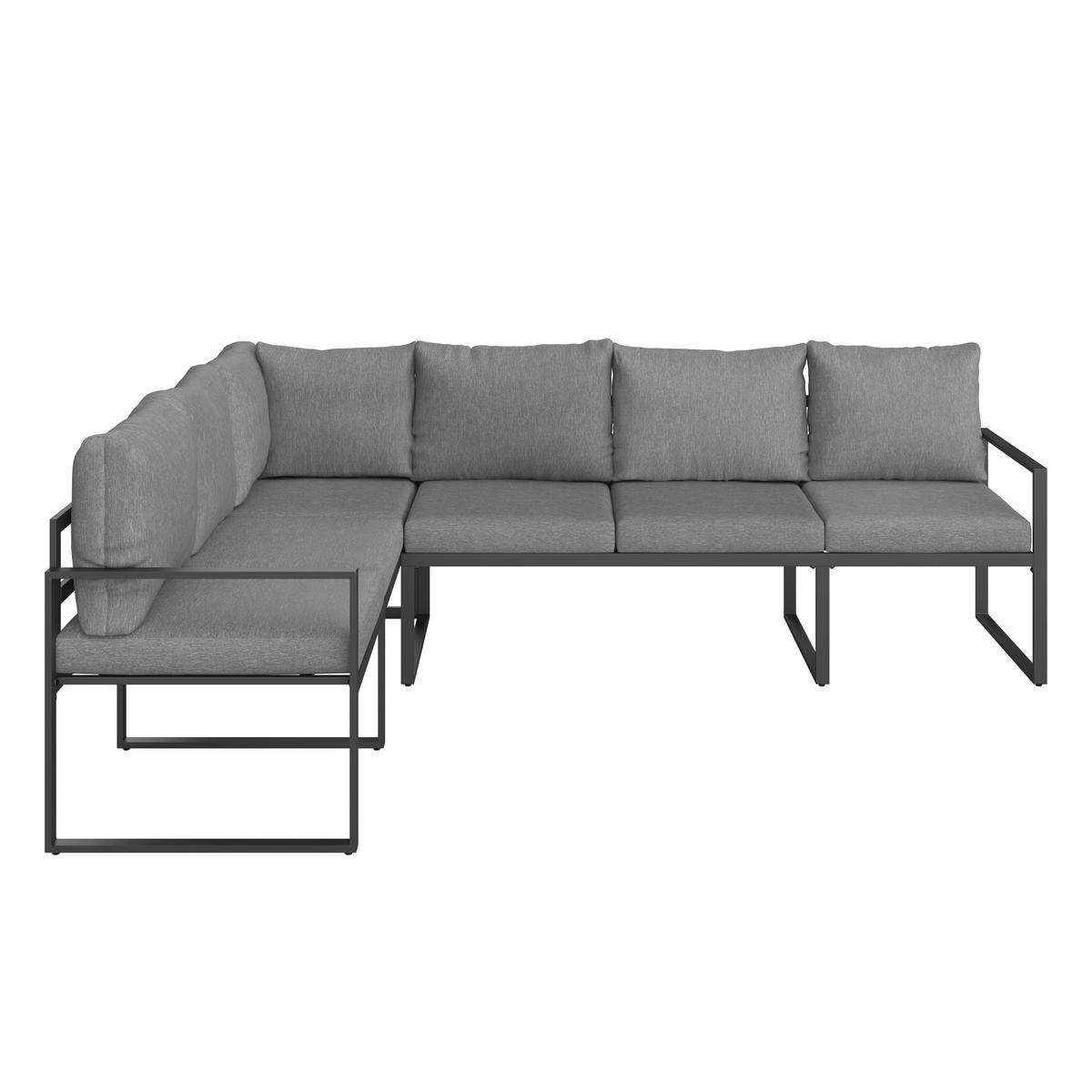 Lounge-garnitúra Leon - szürke, Modern, Üveg/fém (176/239cm) - Beldano