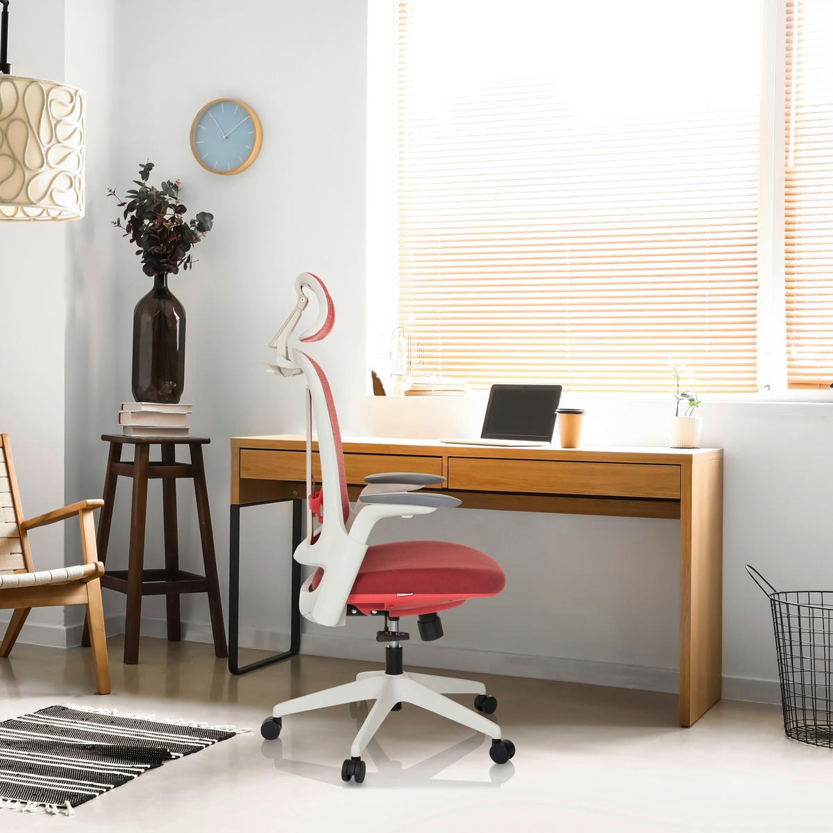 Drehstuhl Arceo Wf Rot B: 66 cm - Rot/Weiß, MODERN, Kunststoff/Textil (66/115-131/66cm) - MID.YOU