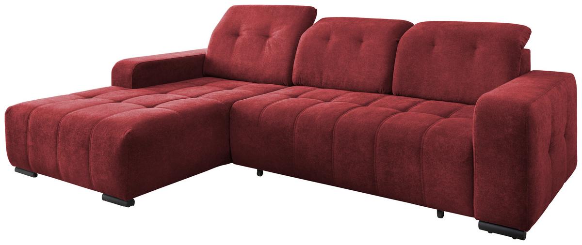 Ecksofa Vicari Rot S: 292x185 Cm - Rot/Schwarz, MODERN, Textil (292/185cm) - Livetastic