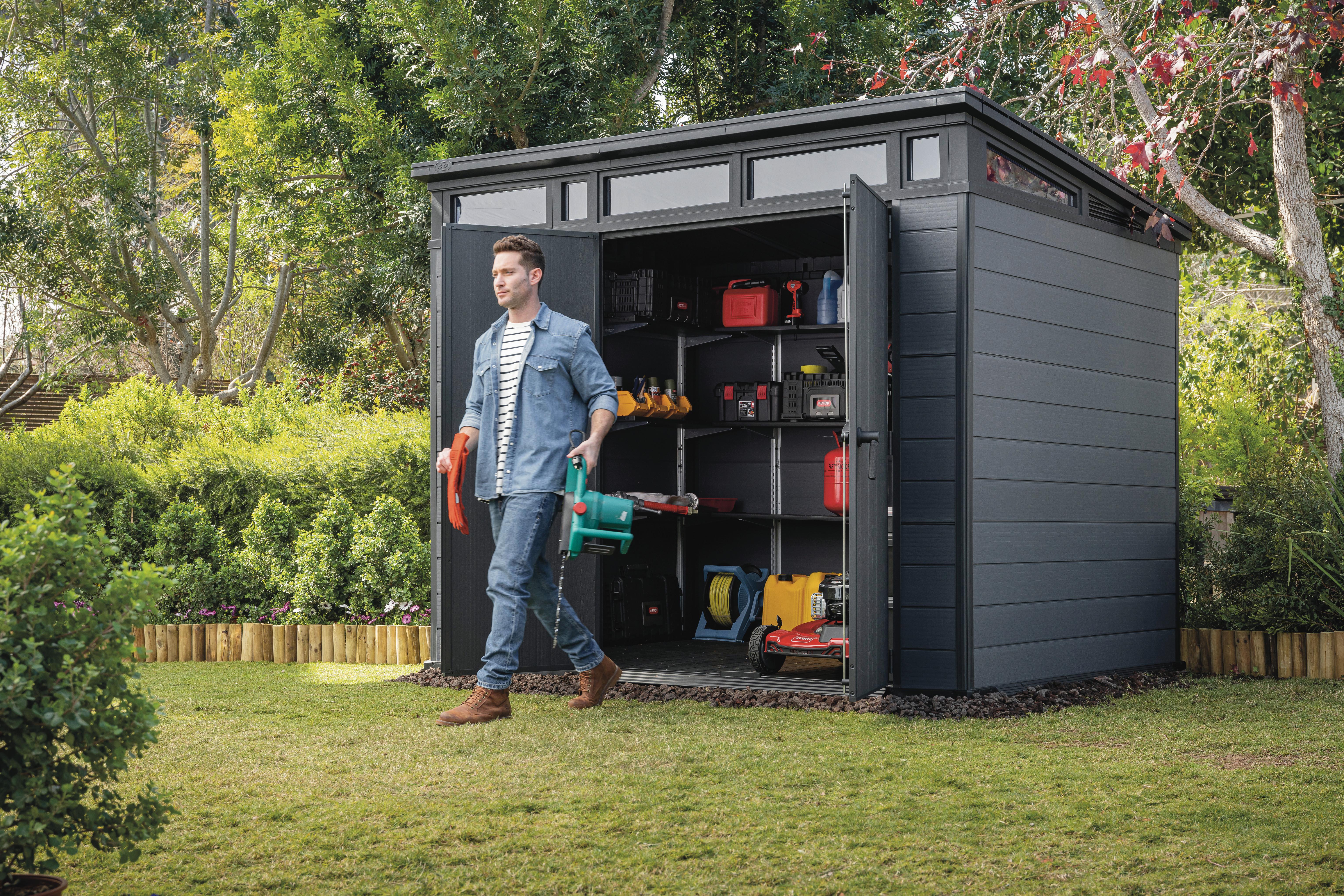 ZÁHRADNÝ DOMČEK CORTINA 9X7 - tmavosivá, plast (279/218/226cm)