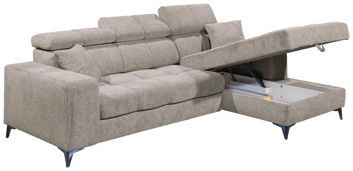 Ecksofa Sydney Graubraun S: 268/172 Cm - Graubraun/Schwarz, KONVENTIONELL, Textil (268/172cm) - MID.YOU