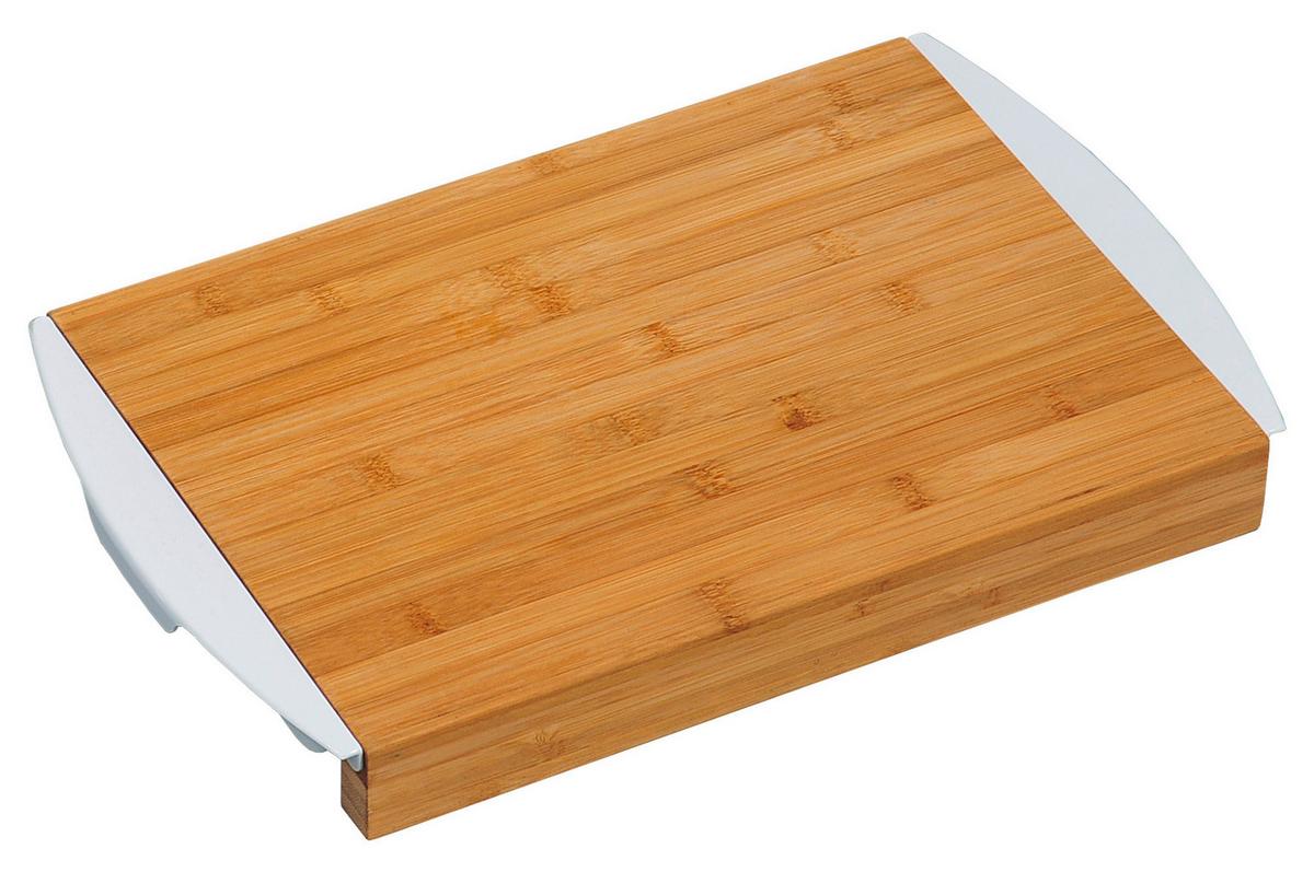 Schneidebrett aus Holz Mit 2 Auffangschalen B: 25,5 cm - Weiß, Basics, Holz/Kunststoff (25,5/4/41cm) - Kesper