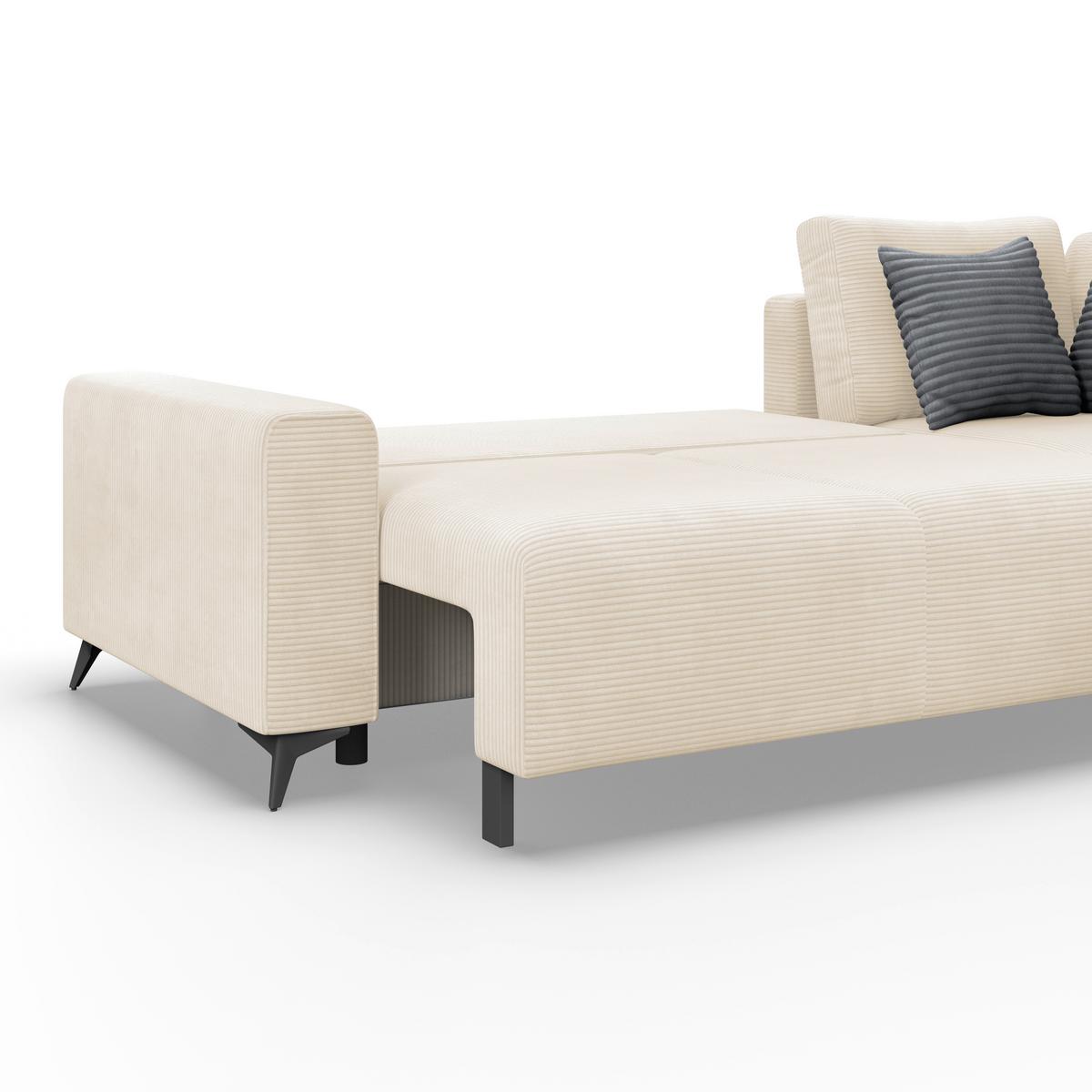 Ecksofa mit Schlaffunktion Viktor Creme Cord 270x212 cm - Beige/Creme, MODERN, Textil (270/212cm)
