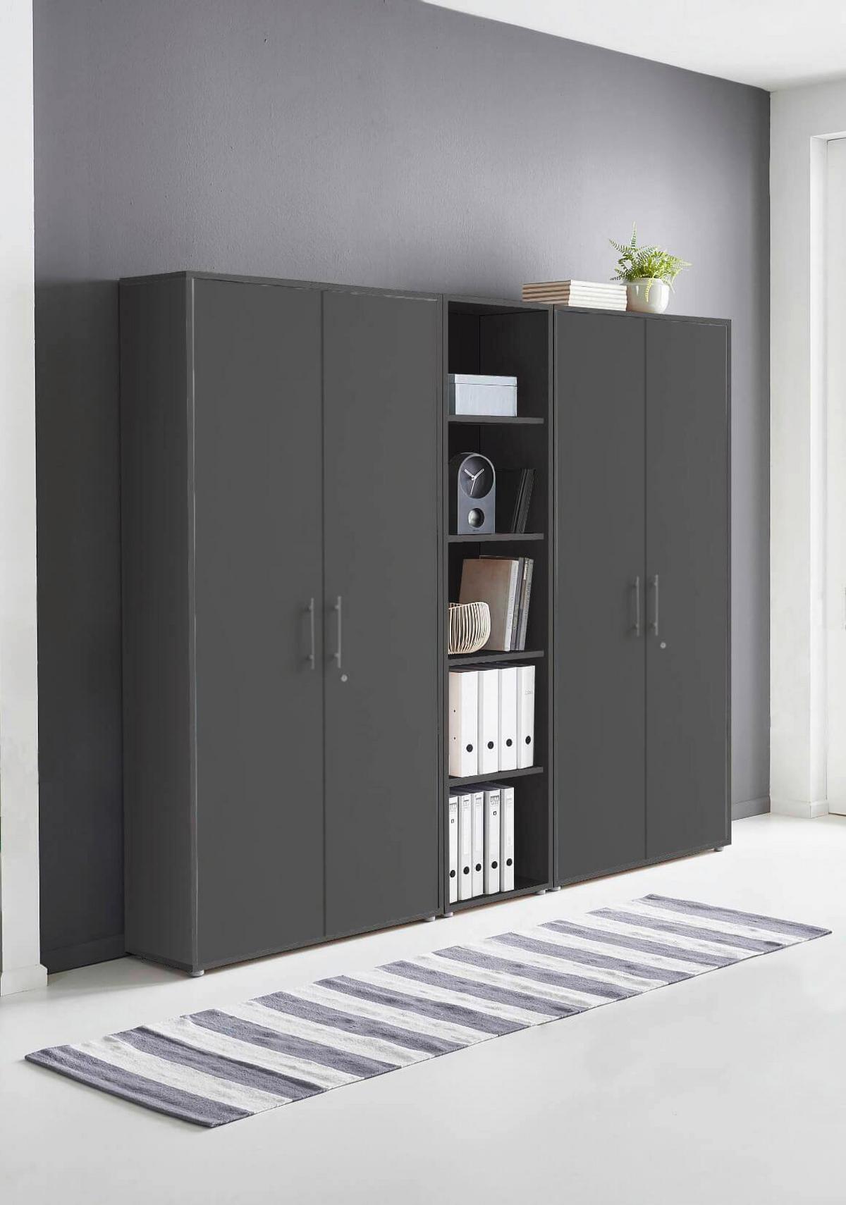 AKTENSCHRANK OFFICE EDITION - SW SET 10 - Anthrazit, MODERN, Holzwerkstoff (212,9/185,6/33cm) - MID.YOU