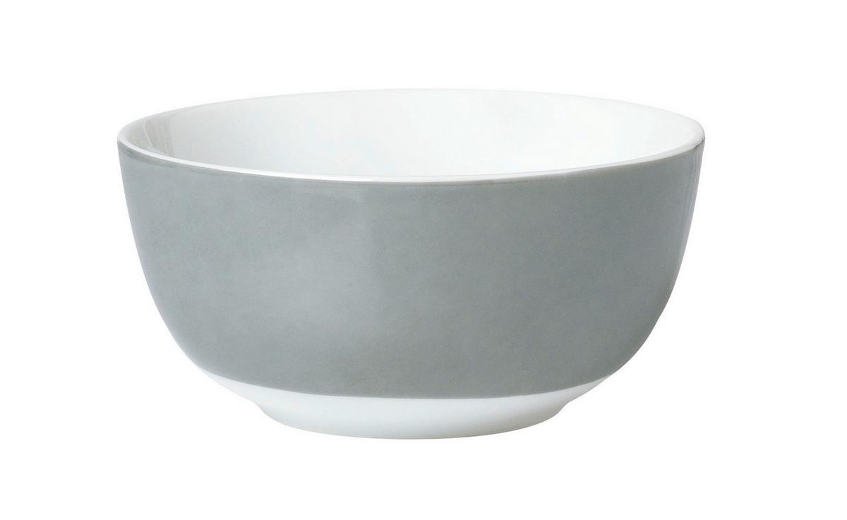 Müslischalenset Grau Weiß 6-teilig - Weiß/Grau, Basics, Keramik (14cm) - Van Well