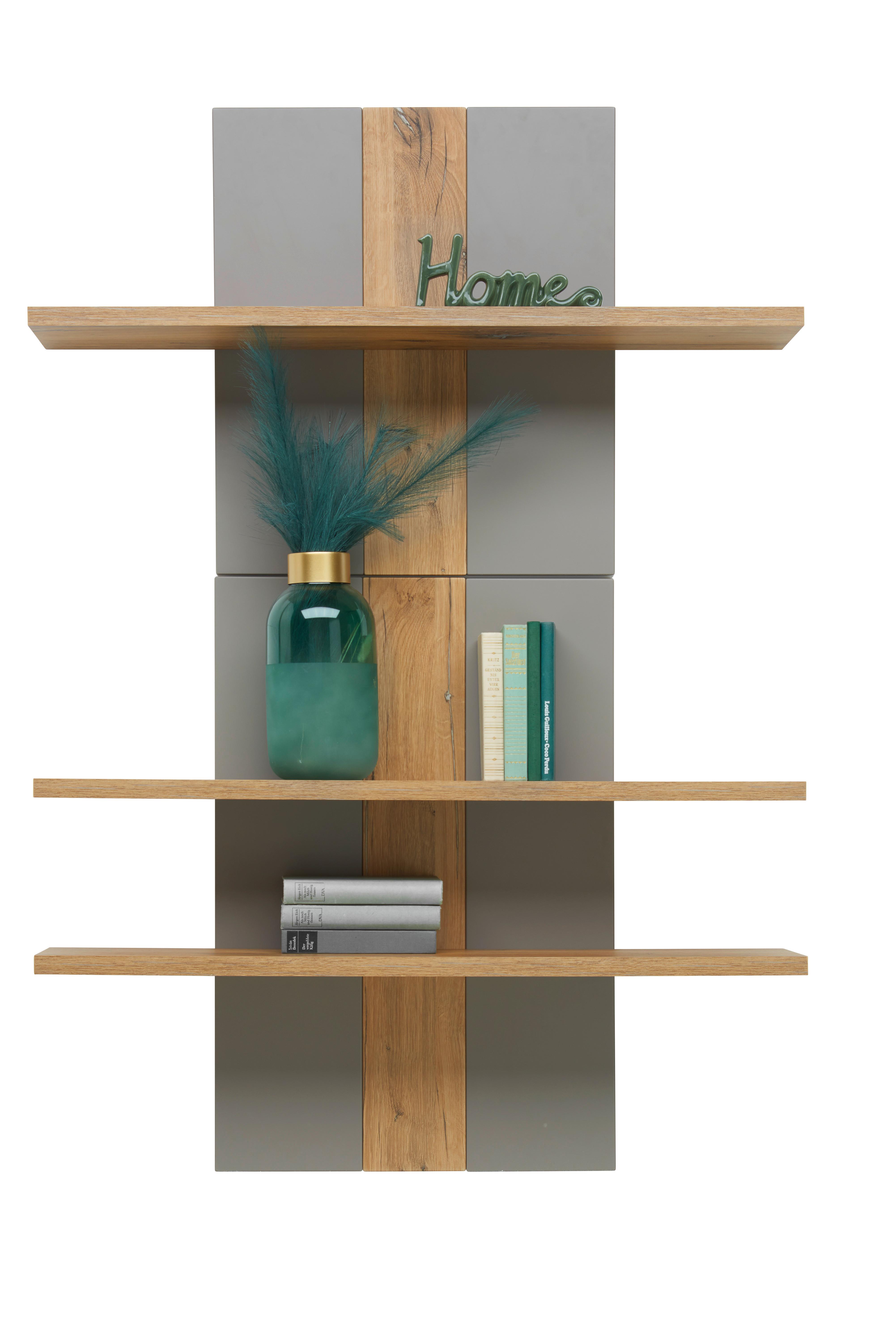 Wandregal Auris B: 100 Cm Eiche Dekor 3 Fächer - Grau, MODERN, Holzwerkstoff (100/143/25cm) - Luca Bessoni