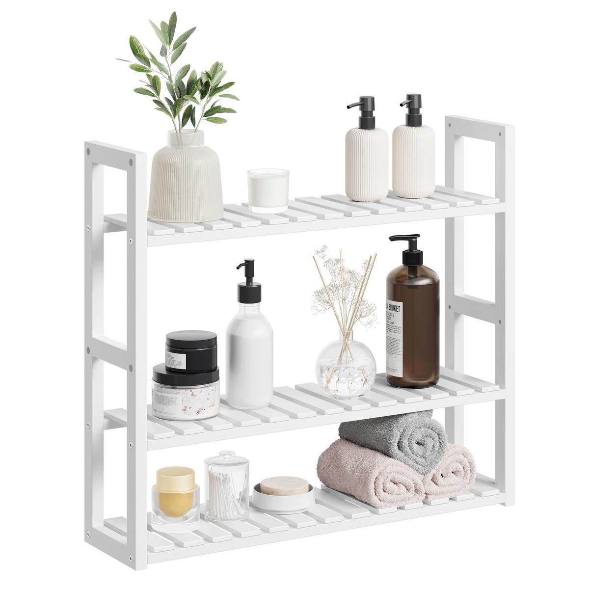 Badezimmerregal Bamboo Shelf Weiß B: 60 Cm - Weiß, Basics, Holz (60/54/15cm)