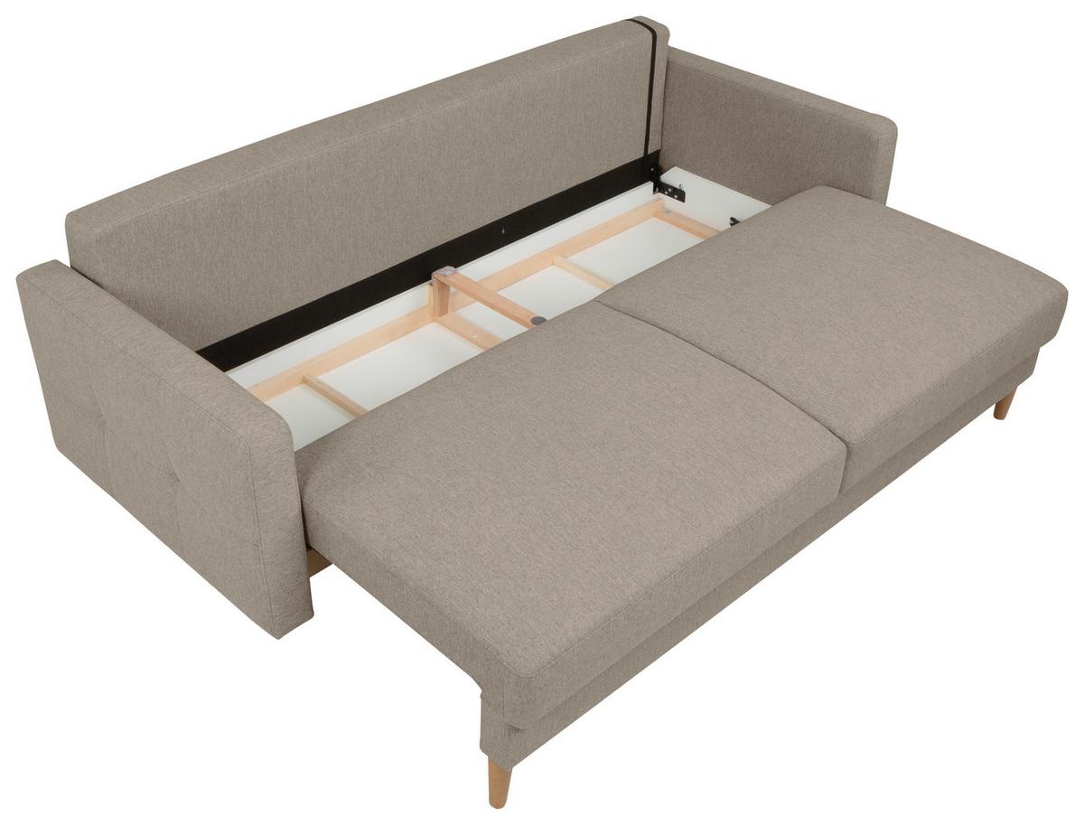 Schlafsofa Noret Beige B: 222 cm - Beige/Eiche Wotan, KONVENTIONELL, Textil (222/93/99cm) - MID.YOU