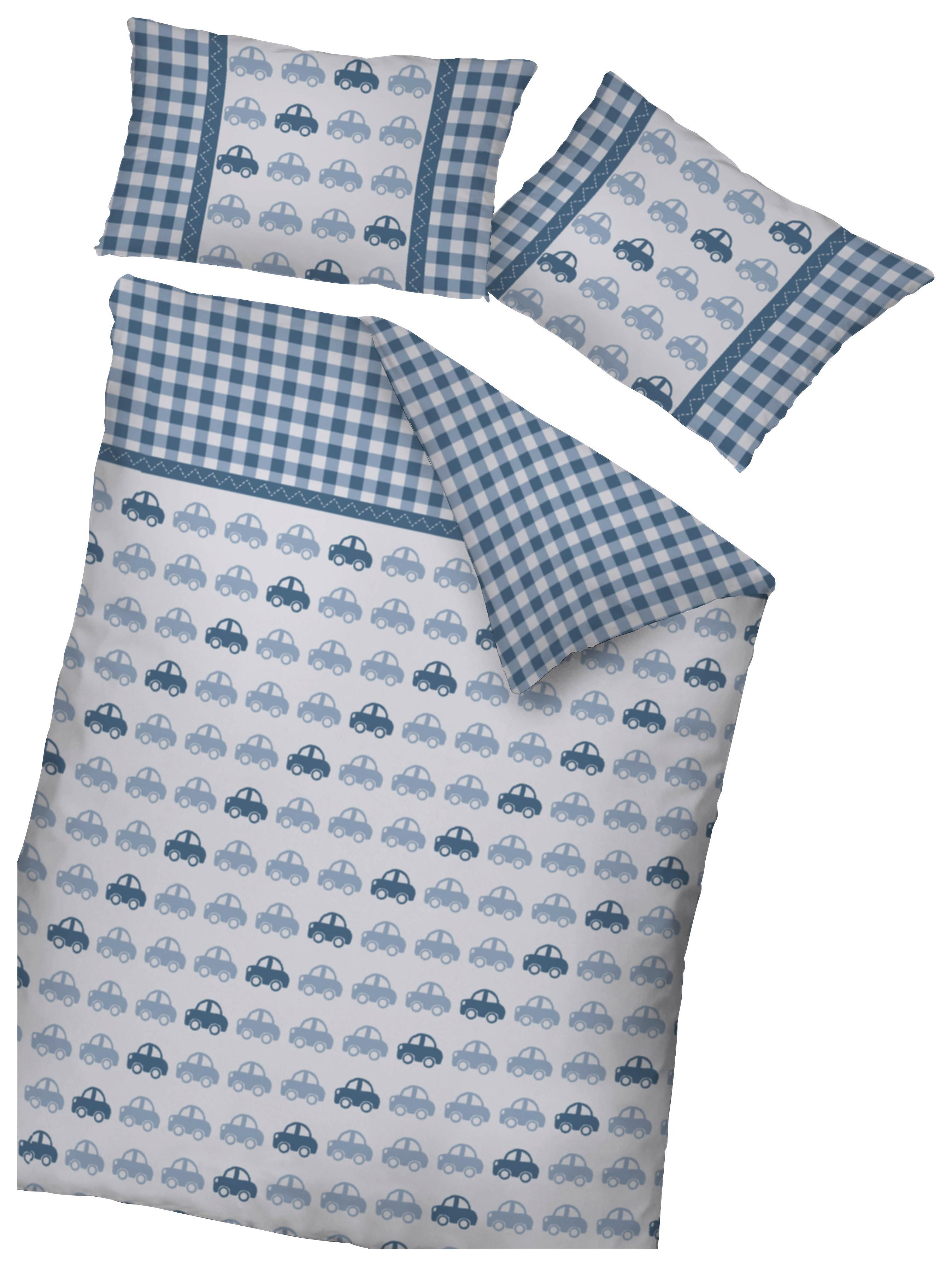 Baba-ágyneműhuzat-garnitúra Car - Kék, konvencionális, Textil - Ombra