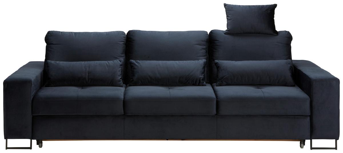 Rozkládací pohovka SIMONE, tmavě modrá - černá/tmavě modrá, Moderní, kov/textil (261/77-87/116cm) - Mömax