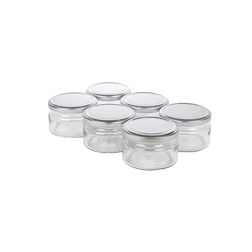 Einmachgläser 6er-Set Zora Je 250 ml, Auslaufsicher - Klar/Rot, Basics, Glas/Metall (0,25l)