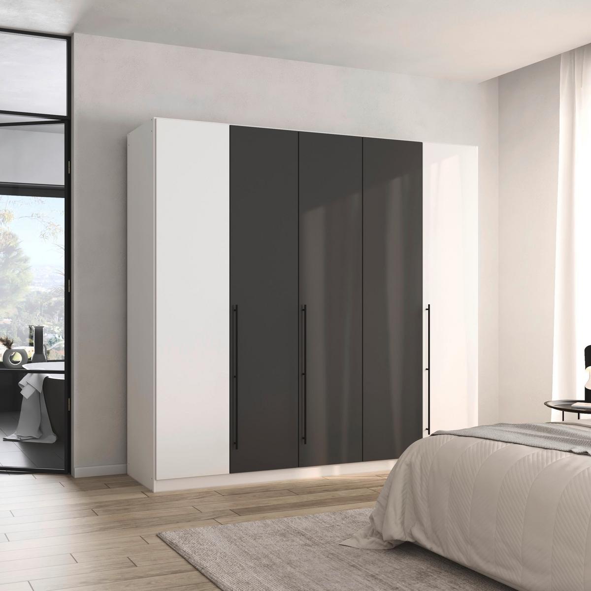 Skriňa s otočnými dverami SAFARI, šírka 226 cm - čierna/sivá, Konventionell, kov/kompozitné drevo (226/229/54cm) - Based