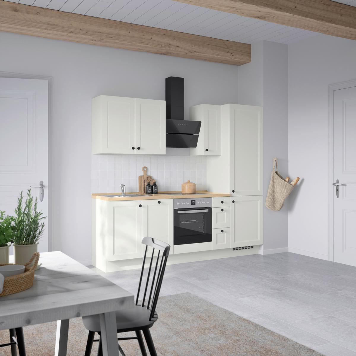 Kuchynská linka 240 cm, biela/dekor dub Sierra - čierna/biela, Modern, kov/kompozitné drevo (240cm) - Nobilia