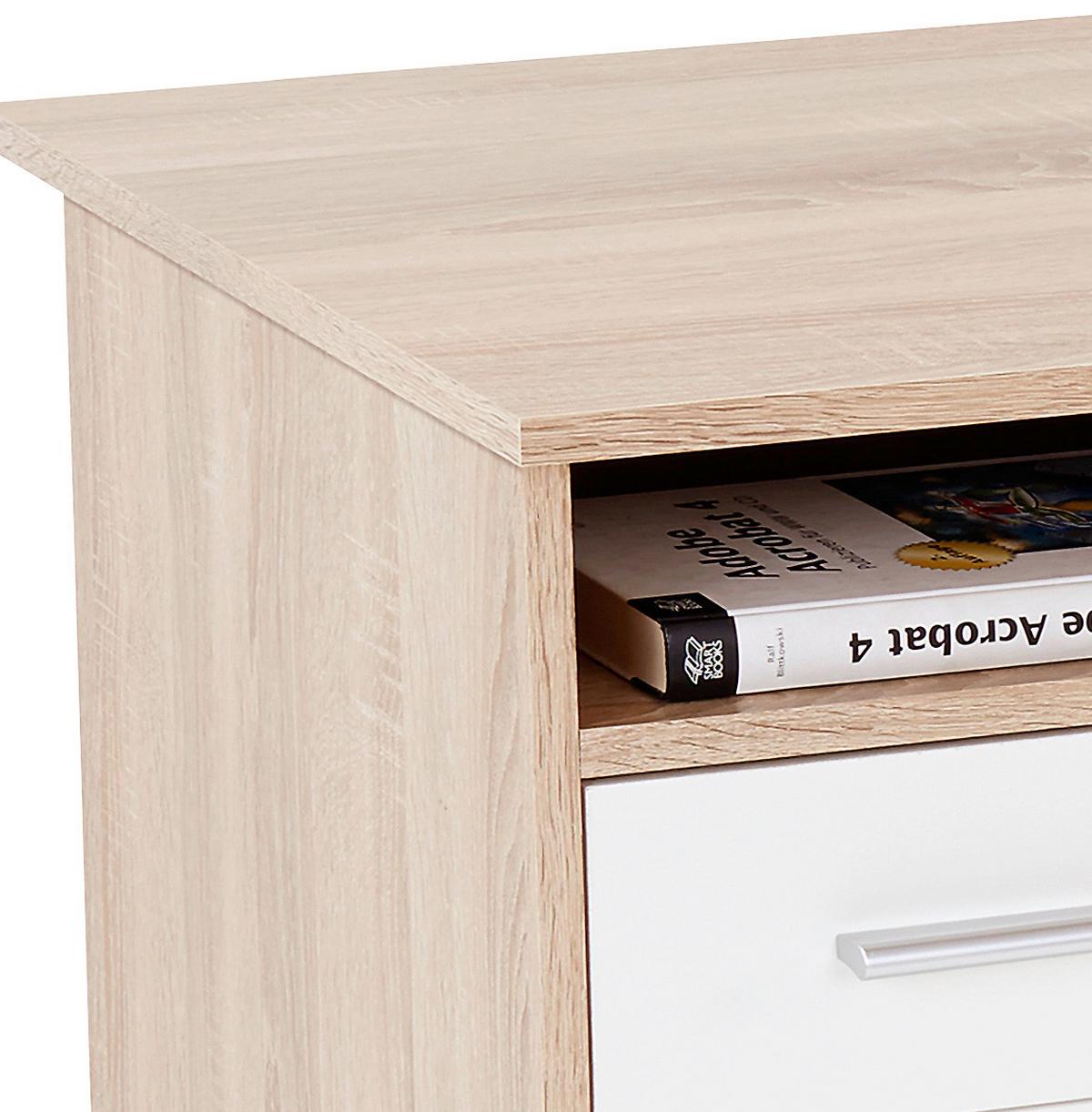 Schreibtisch + Stauraum B 110 Cm H 74cm Palermo, Eiche Dekor - Weiß/Sonoma Eiche, MODERN, Holzwerkstoff (110/74cm)