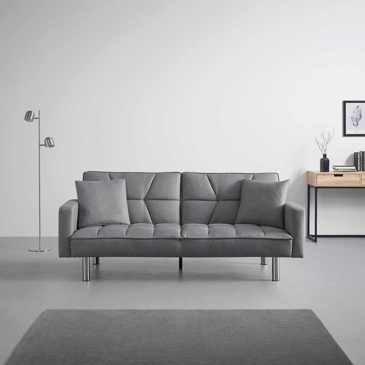 Rozkladacia pohovka DAVID, sivá - sivá/chrómová, Modern, kov/drevo (196/83/89cm) - Bessagi Home
