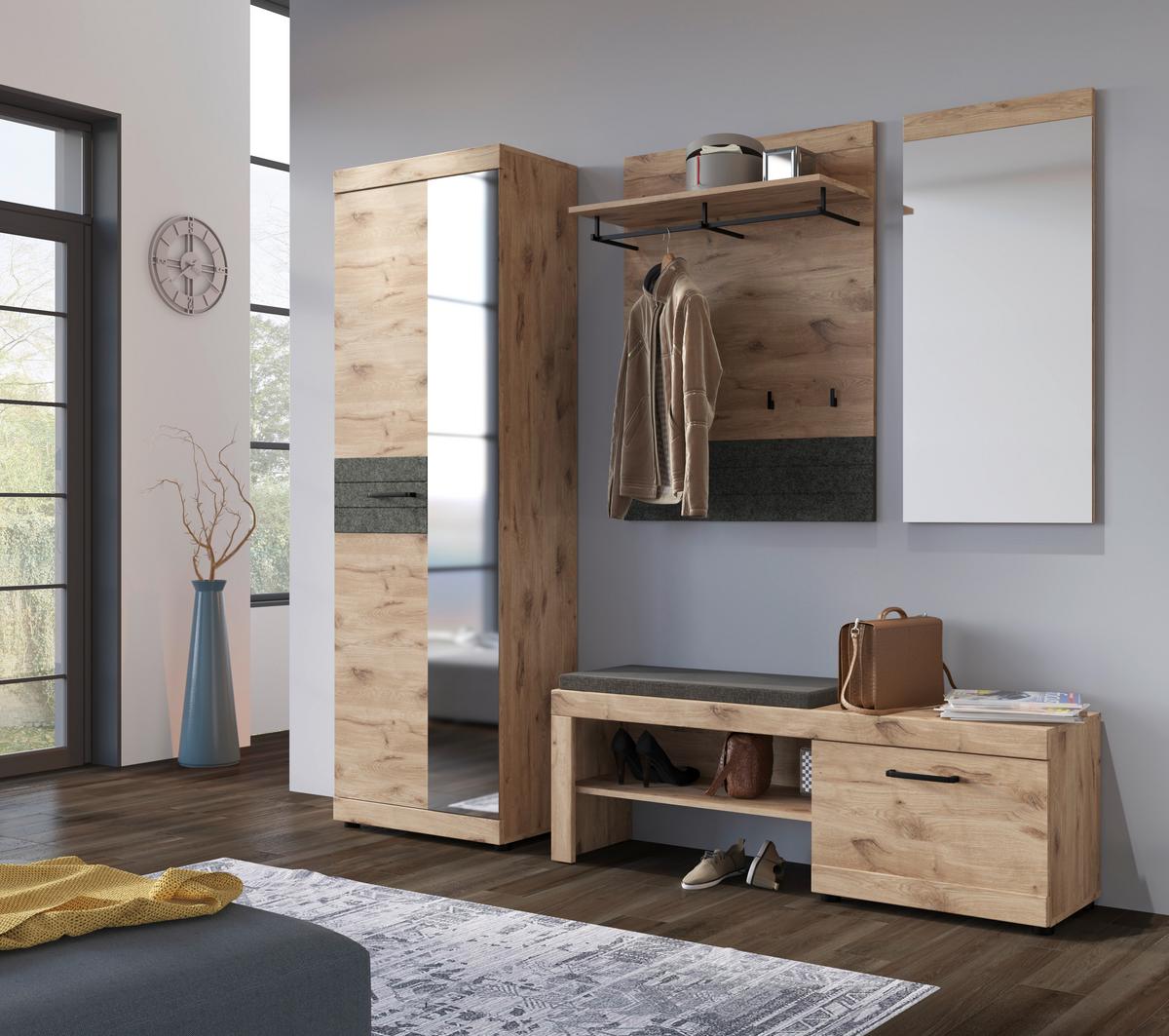 Spiegel Roxy Eichefarben Dekor B: 50 cm - Eichefarben/Silberfarben, Design, Glas/Holzwerkstoff (50/107/1,9cm)