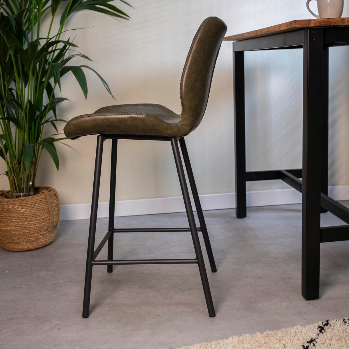 Barhocker-Set Barron - Schwarz/Grün, KONVENTIONELL, Kunststoff/Textil (47/99/55cm) - MID.YOU