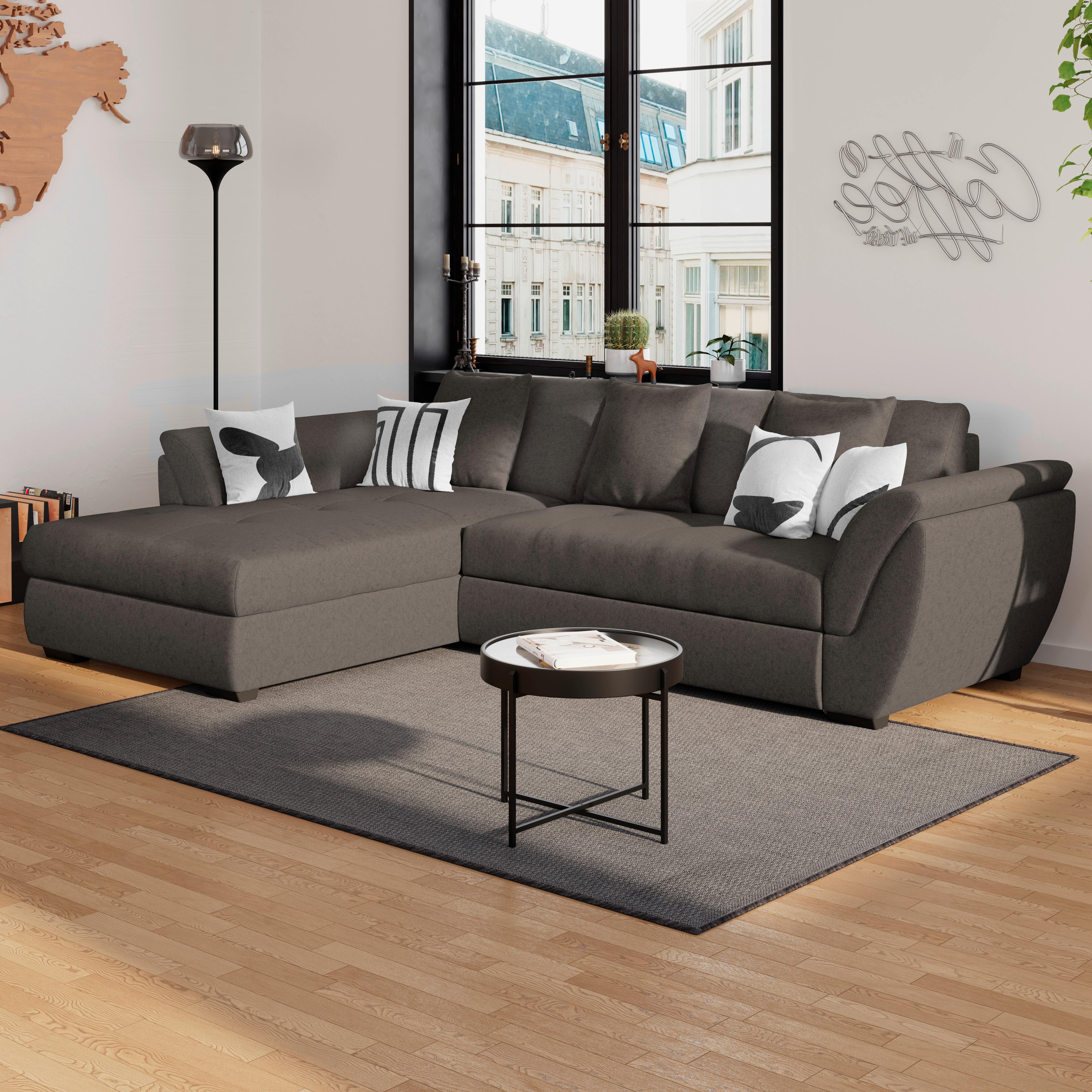 Ecksofa Mit Schlaffunktion + Bettkasten Berisso Webstoff - Braun, Design (187/278cm) - Ondega