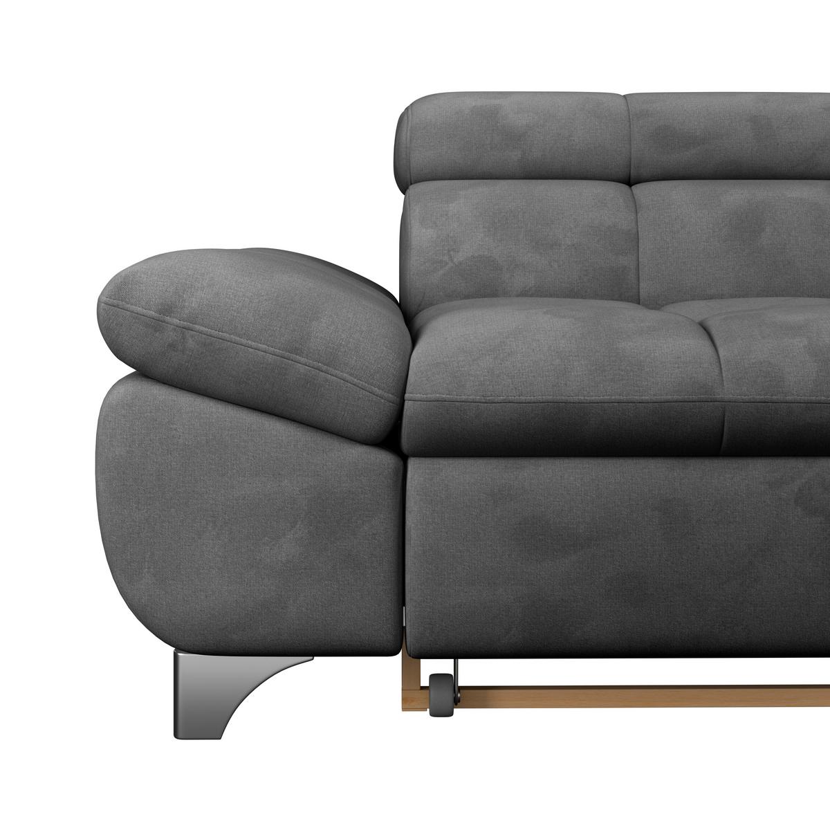 Ecksofa Gemini Dunkelgrau, B: 312cm - Chromfarben/Dunkelgrau, KONVENTIONELL, Textil (312/234cm)
