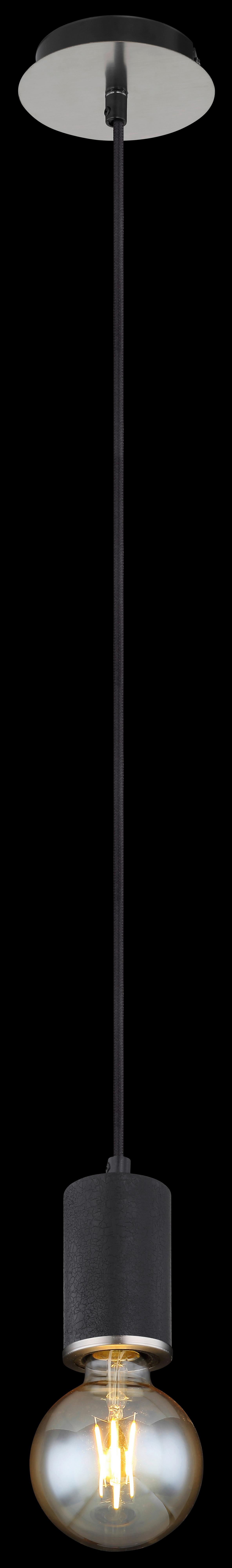Hängeleuchte H: 160 Cm 1-Flammig, Holz/ Metall - Schwarz, Basics, Holz/Metall (12/160cm) - Globo