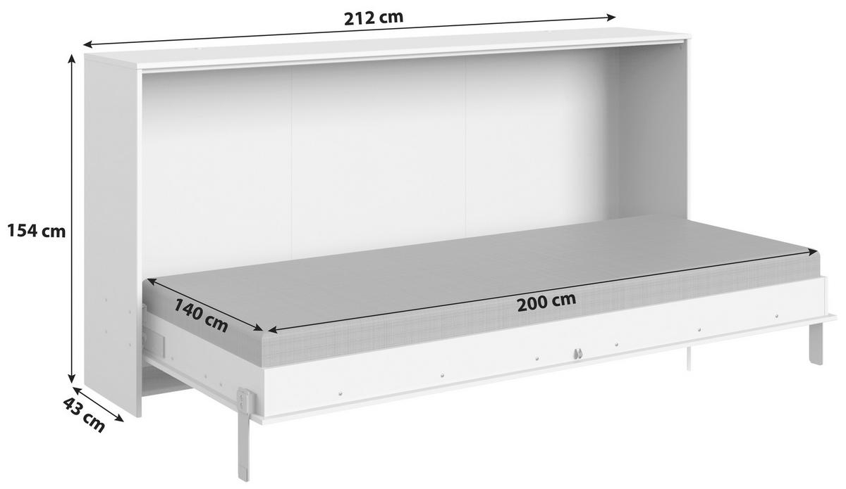 Schrankbett Mit Lattenrost 140x200 Cm Juist Weiß - Weiß, KONVENTIONELL, Holz/Holzwerkstoff (140/200cm) - MID.YOU