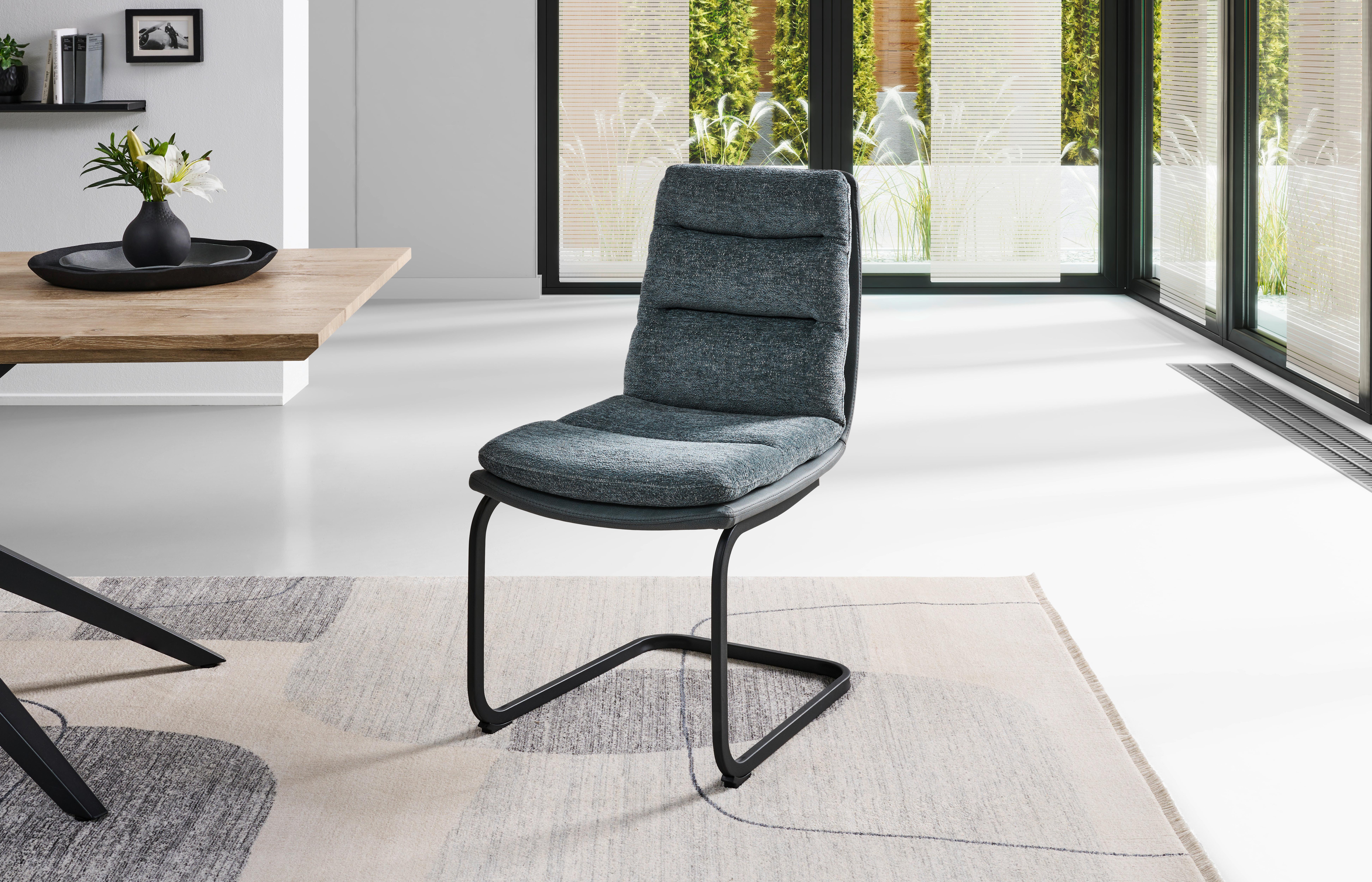 Schwingstuhl Grando - Schwarz/Grau, MODERN, Textil/Metall (45/91.5/62cm) - Livetastic