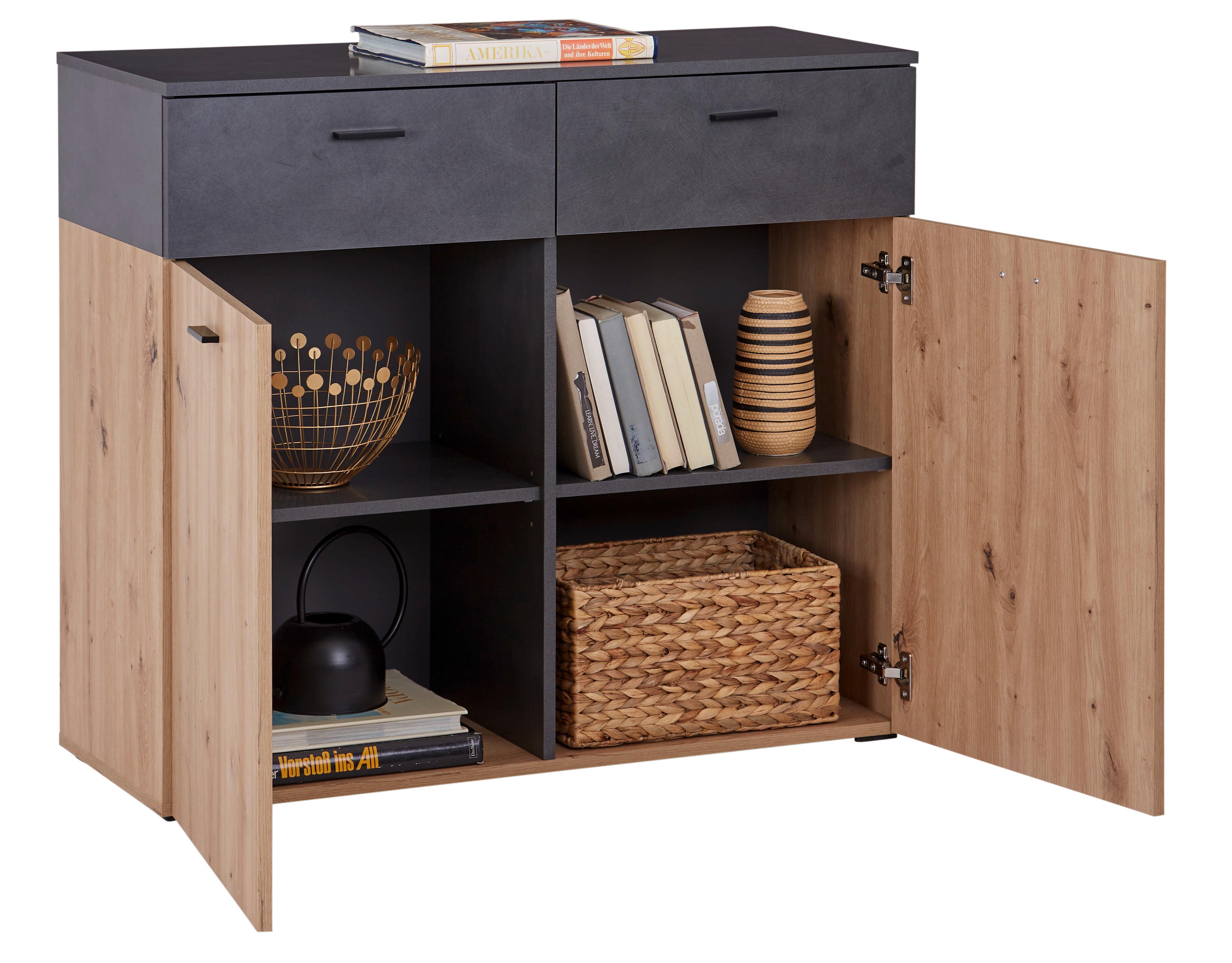 Kommode 100 cm Duos, Eiche Dekor/Matera - MODERN, Holzwerkstoff (100/89,4/40cm)