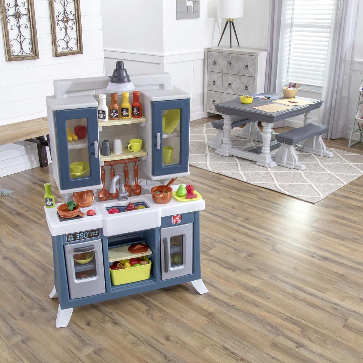 Spielküche Modernes Landhaus Kunststoff Ab 1,5 Jahre, Sound - Blau/Weiß, Basics, Kunststoff (76,2/121,9/27,9cm) - Ambia Garden