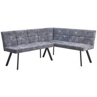 Eckbank Grau Milos 190x150 cm - Schwarz/Grau, MODERN, Textil/Metall (190/150cm)