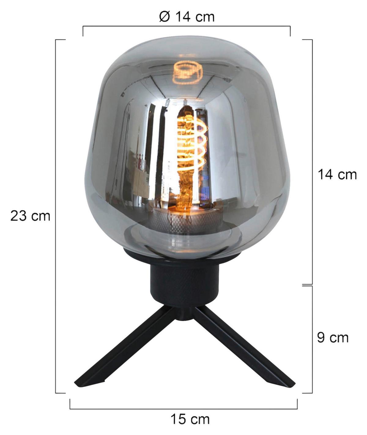 Tischleuchte Reflexion - Schwarz, Trend, Glas/Metall (15/23/15cm)