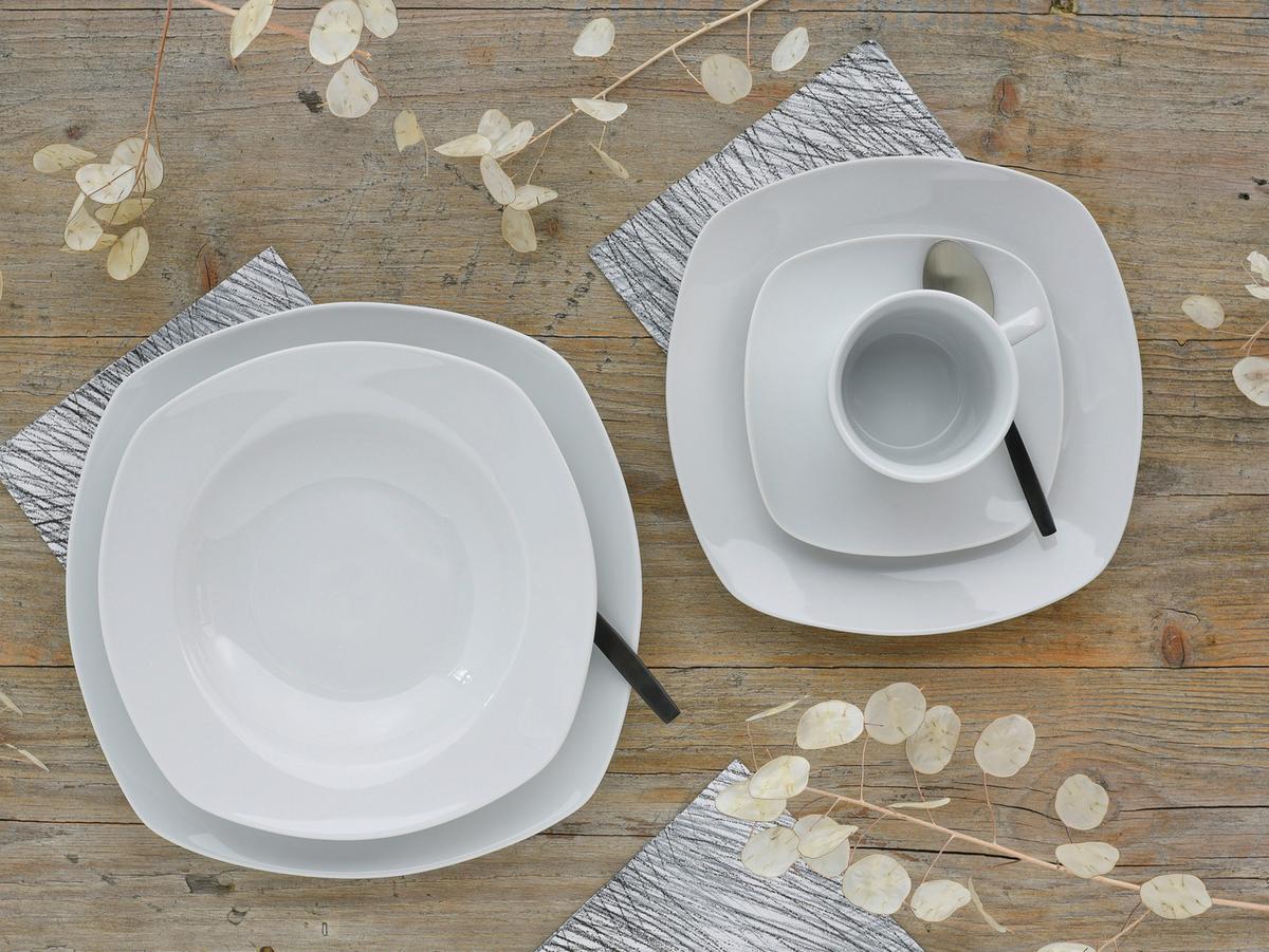 Kombinovaný servis Amelie biely, 30 dielny pre 6 osôb - biela, Basics, keramika (34,4/29,2/35cm)