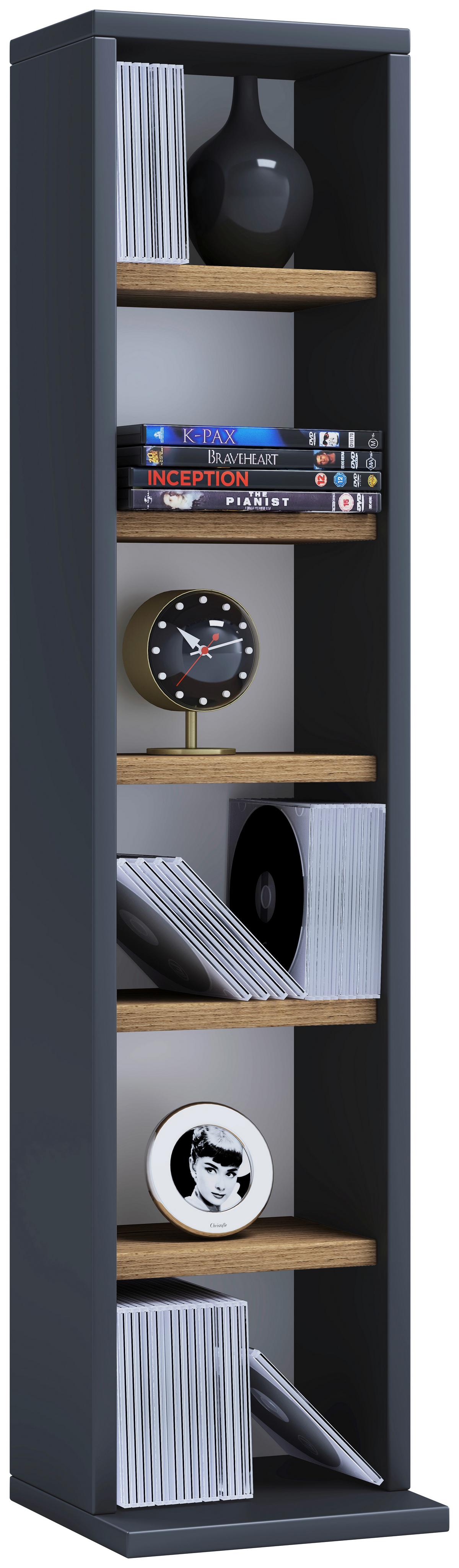 CD-Regal Elementa Schwarz, Eiche Dekor B: 21cm - Honigeiche/Schwarz, Basics, Holzwerkstoff (21/92/20cm) - MID.YOU