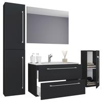 Badezimmer Badinos 5-teilig Schwarz B: 126 cm - Schwarz/Weiß, MODERN, Keramik/Holzwerkstoff (126cm) - MID.YOU